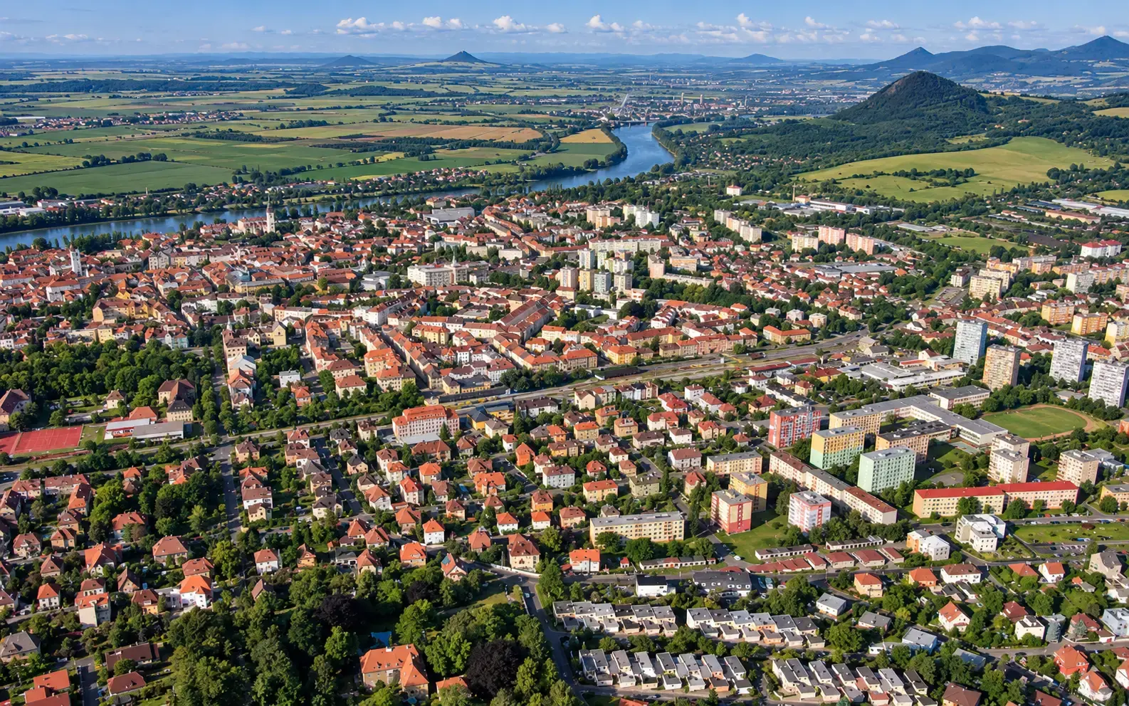 Letecký pohled na město Litoměřice